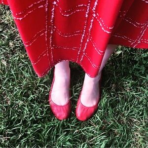 LuLaRoe Red and Black Red Checker Midi A-Line Madeline Skirt S